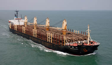 wood poles on maritime vessel